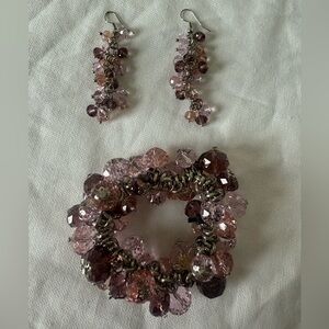 Elegant Pink Crystal Jewelry Set